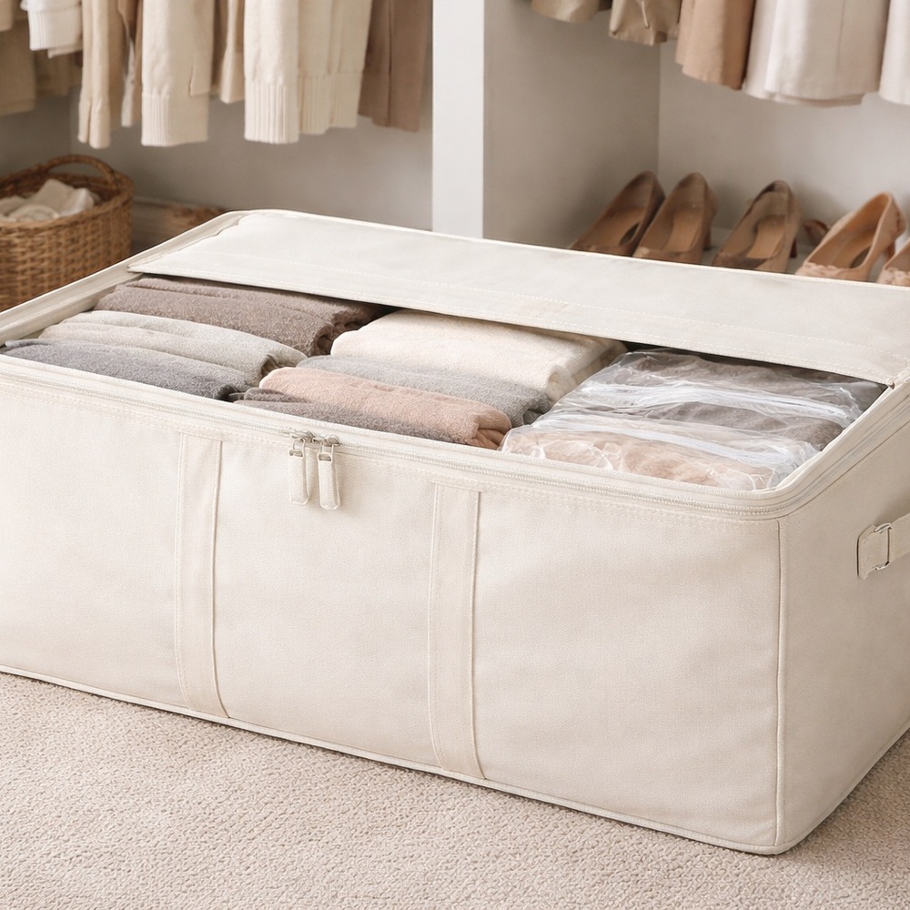 The Laundress Cream Fabric  Storage Organizer with Zip Top